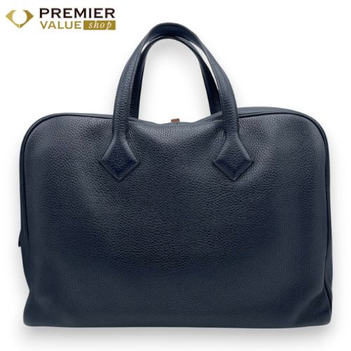 エルメス ヴィクトリアII 40 ブルーインディゴ トリヨンクレマンス シルバー金具 T刻印