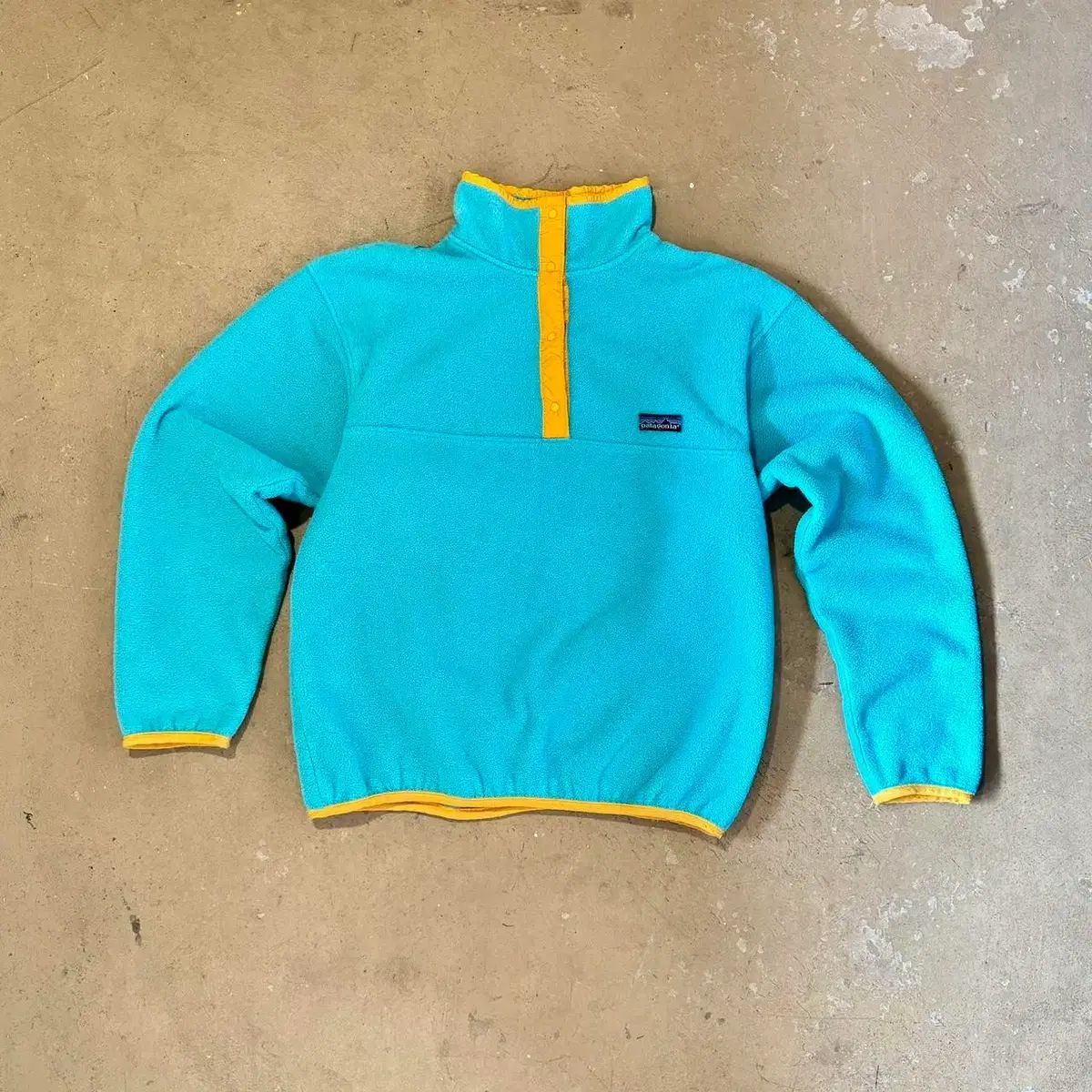 80 90 s USA patagonia パタゴニア Synchilla シンチラ スナップ-T アクア ティール|黄色