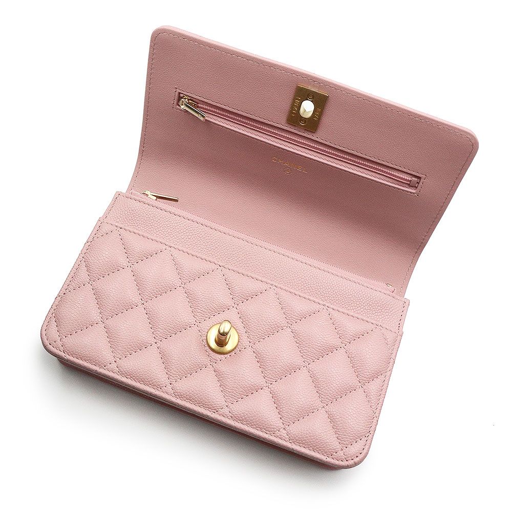 シャネル マトラッセ ハート ココマーク チェーンウォレット 長財布