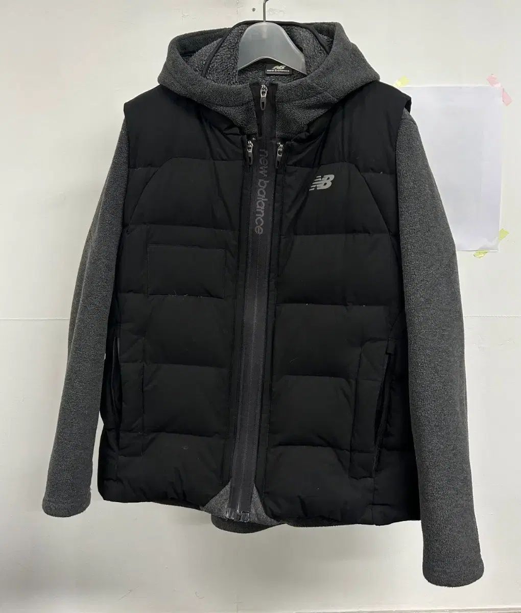 ニュー ンス ブラック ダウン ベスト フード ジップアップ 95