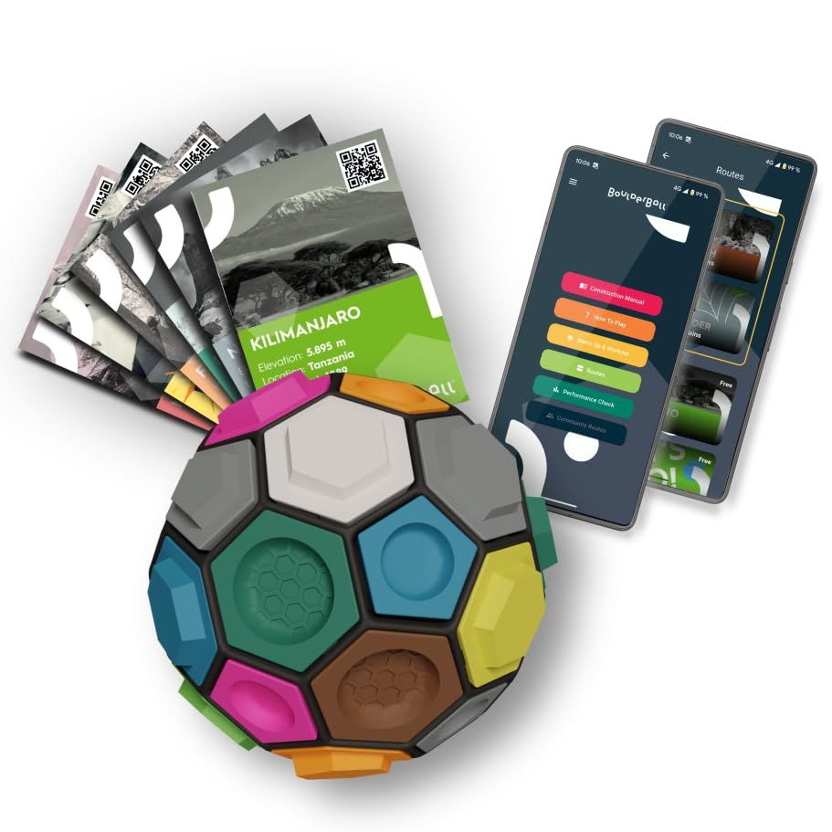 ボルダーボール ボルダリング クライミング トレーニング ホールド プロクライマー絶賛 指先保持力 集中力 創造力向上 13レベル 日本語アプリ対応|軽量|サスティナブル素材|室内外で使用可|子供?大人対応 家族で楽しめる プレ