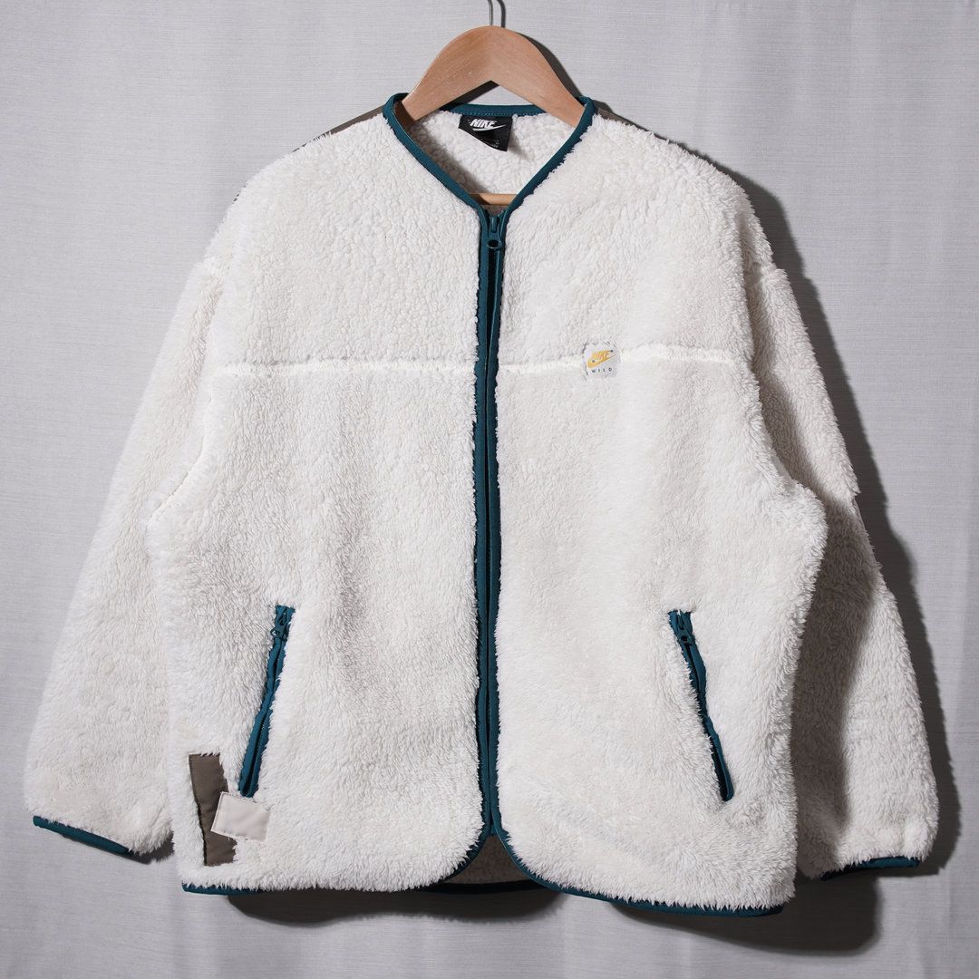 ナイキ NIKE フリース ジャケット M ホワイト カーキ グリーン ロゴ 