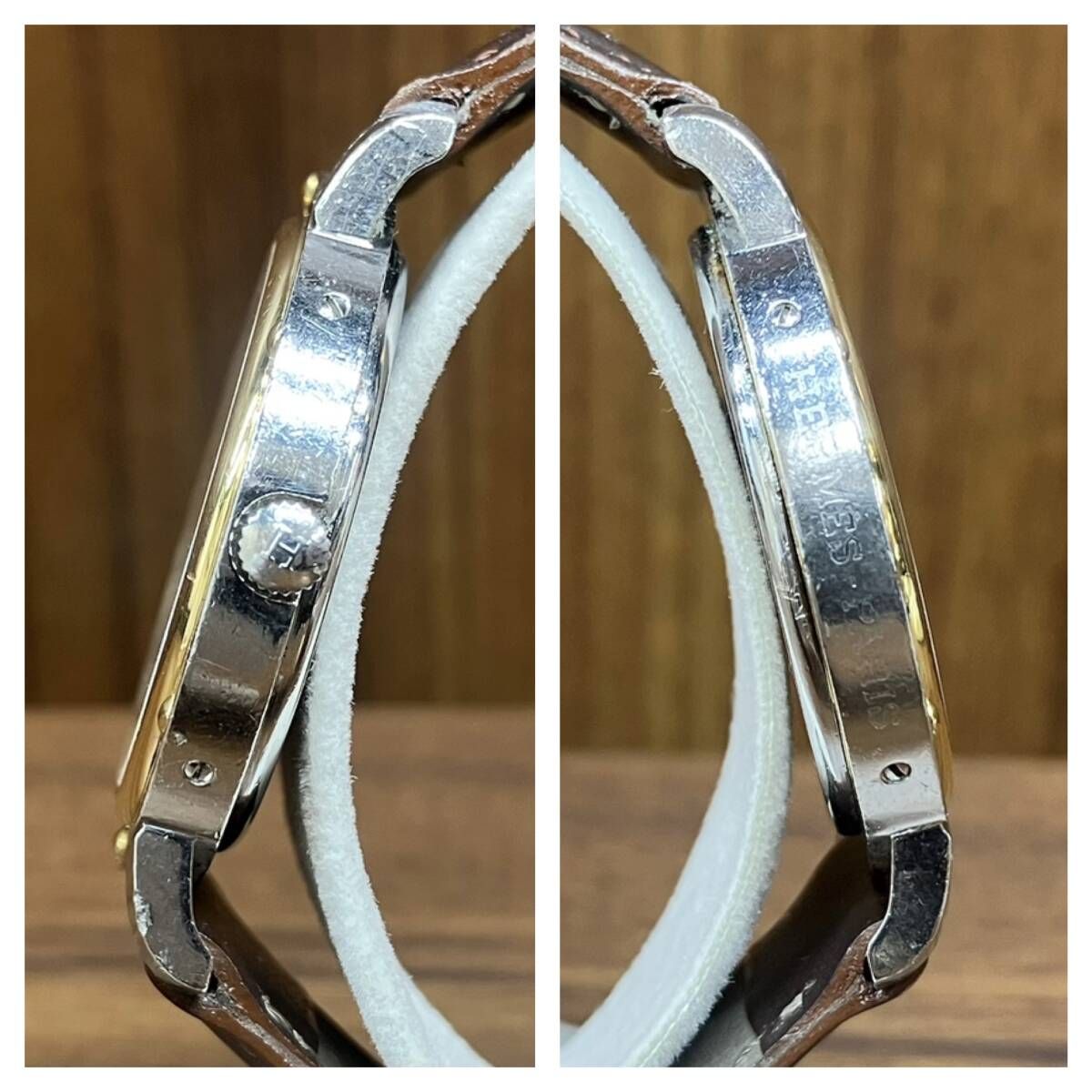 HERMES エルメス クリッパー クォーツ メンズ 腕時計 アイボリー文字盤