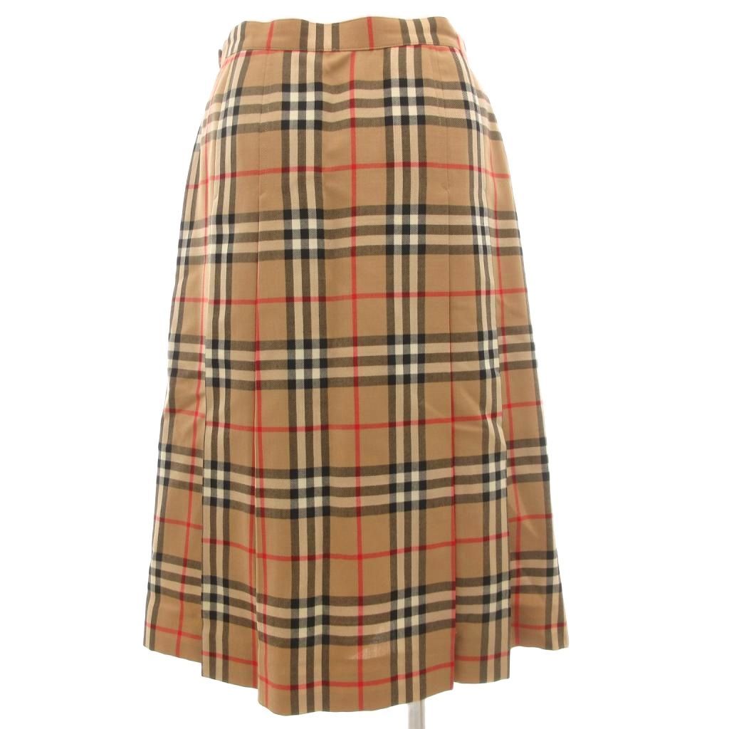 【中古】バーバリーズ Burberrys ノバチェック スカート ロング プリーツ フレア チェック柄 ヴィンテージ ベージュ バーバリーズ Burberrys ヴィンテージ 90s ノバチェック プリーツ