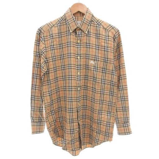 【中古】バーバリーズ Burberrys ヴィンテージ ノバチェック ボタンダウンシャツ 37 長袖 BD ホースロゴ刺繍 バーバリーズ Burberrys ヴィンテージ ノバチェック ボタンダウン