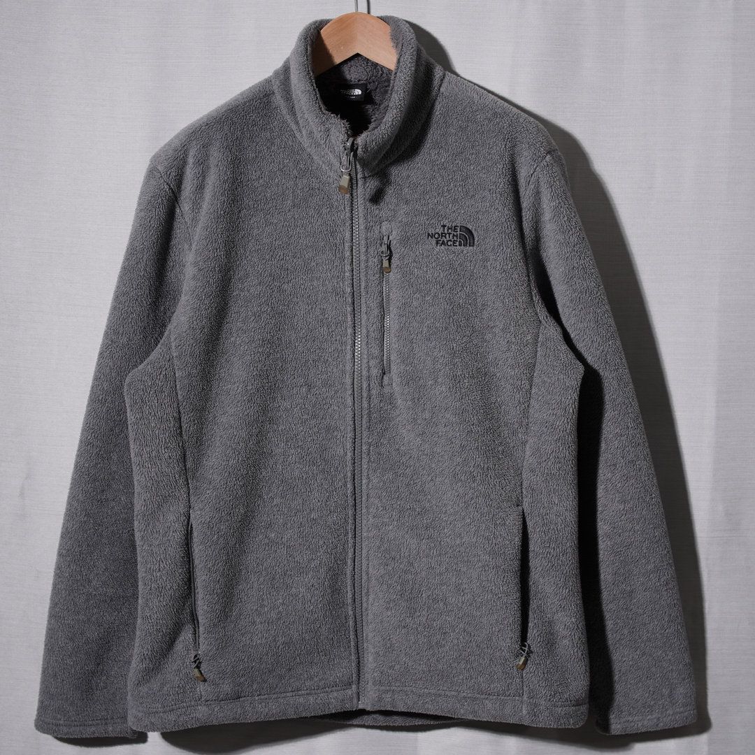 美品 ノースフェイス THE NORTH FACE フリース L グレー ラグラン ロゴ 