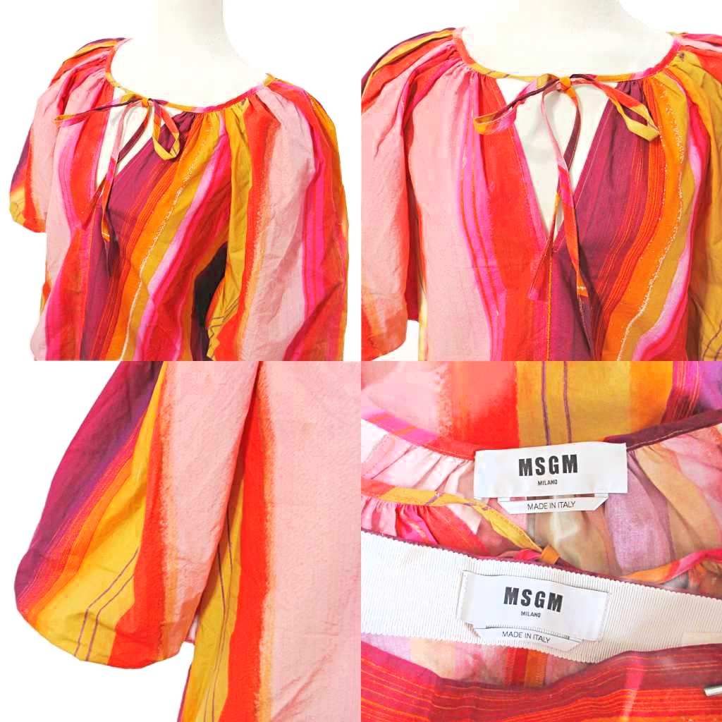 エムエスジーエム MSGM 美品 23SS 総柄 セットアップ 半袖 バルーン袖