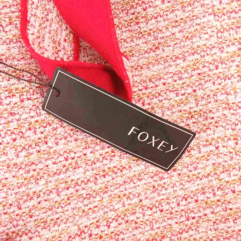 【FOXEY】　美品✨　フォクシー　ノースリーブ ツイードワンピース 38 M フォクシー 襟付き ツイード ノースリーブワンピース ひざ丈 ホワイト