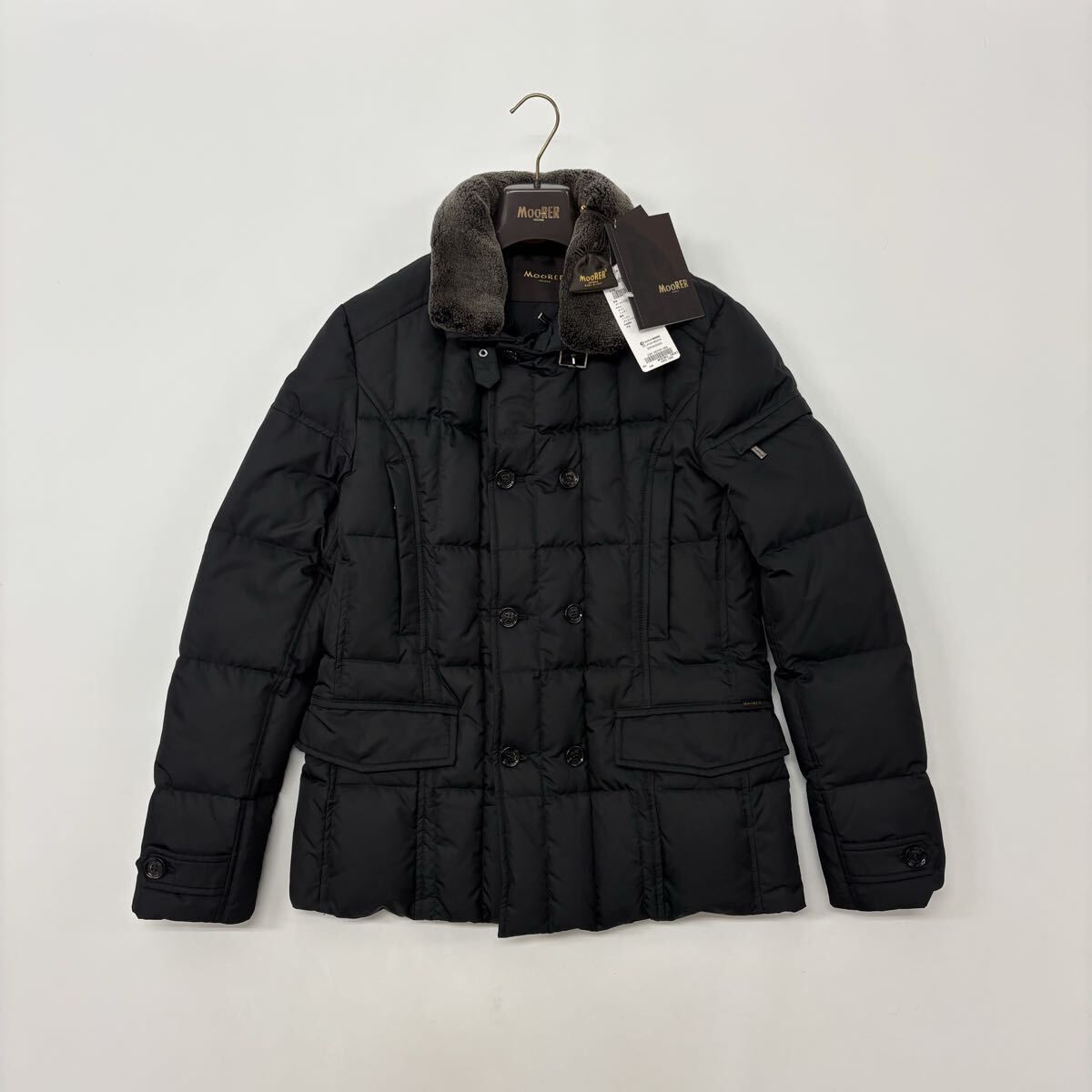 MOORER ムーレー SIRO - KM シーロ 襟元ファー ロゴボタン ダウン ジャケット ダブルブレスト NERO サイズ 50 定価33万円 801-1000