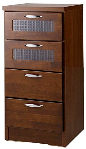 幅40 cmスリムチェスト4段 ブラウン 茶色 日本製 完成品 大川家具 チェスト タンス クローゼット 引き出し 隙間収納 多段チェスト タワーチェスト -BR