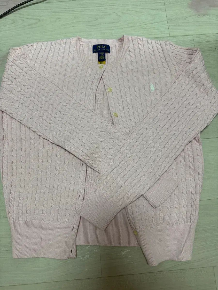 ポロ ミニ ケーブル コットン カーディガン ピンク 女の子 XL