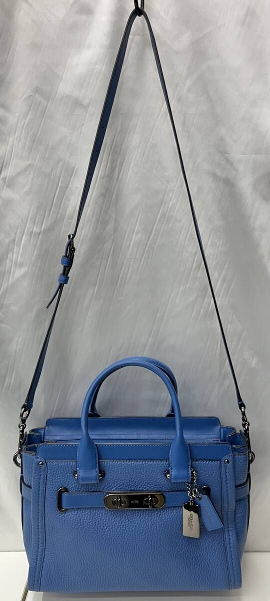 COACH コーチ 34816 スワッガー ショルダーバッグ ハンドバッグ 2 way 斜め掛け鞄 青 ブルー