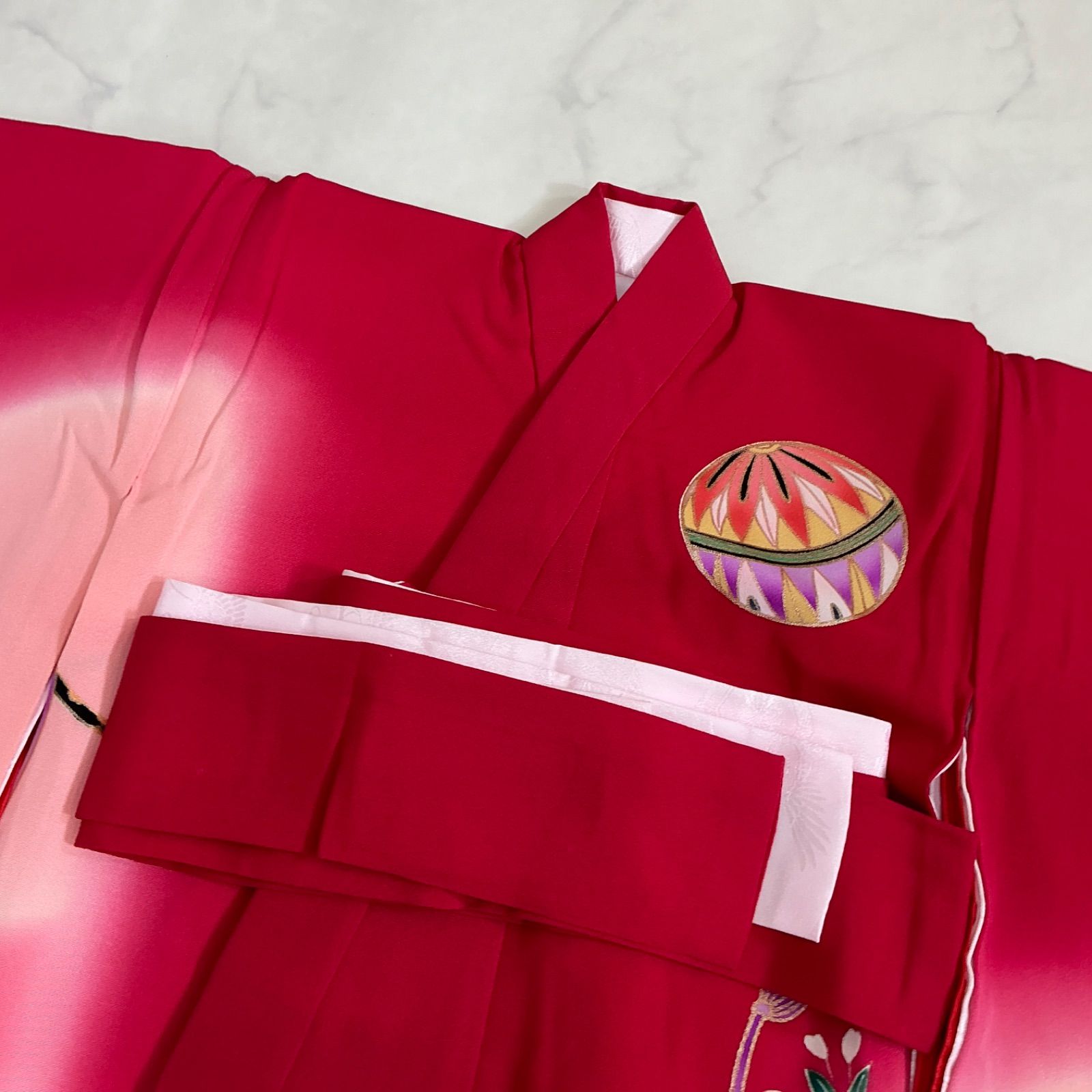 お宮参り 七五三 女の子 正絹 赤 長襦袢付き 未使用 No126 お宮参り