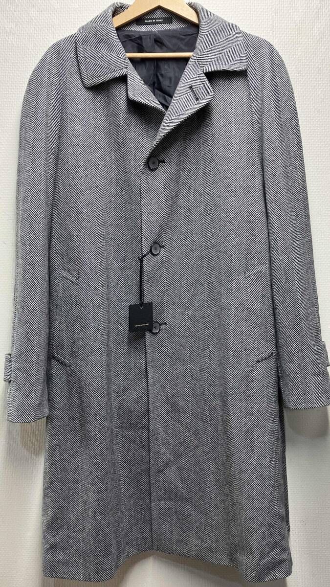 TAGLIATOREタリアトーレ・チェスターコート・グレー大判ヘリンボーン・50 TAGLIATORE イタリア製 ウール ヘリンボーン トレンチ コート