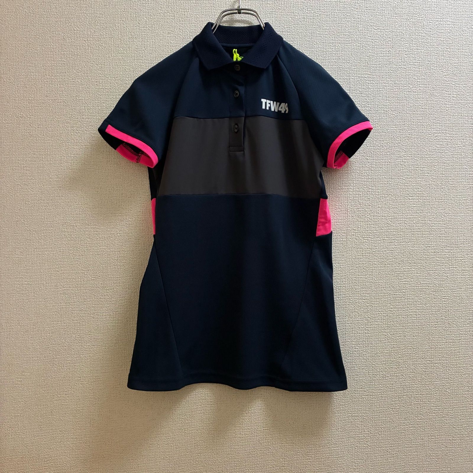 TFW 49レディースポロシャツネイビー×ピンク
