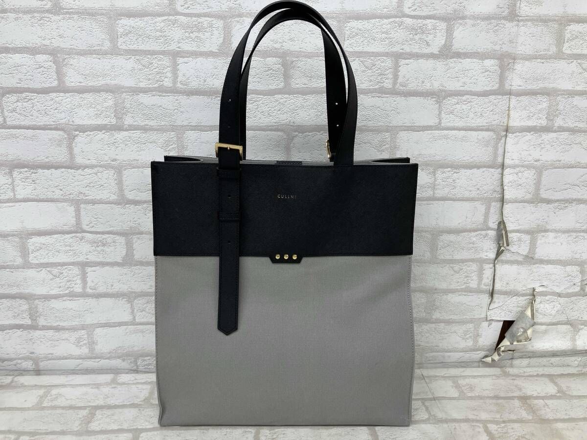 CULLNI クルニ トートバッグ グレー ブラック レザー キャンバス 異素材 レディース