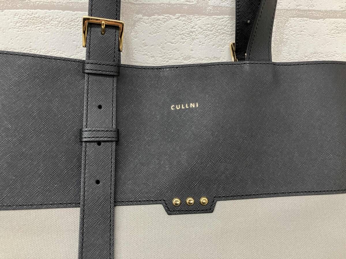 CULLNI クルニ トートバッグ グレー ブラック レザー キャンバス 異 