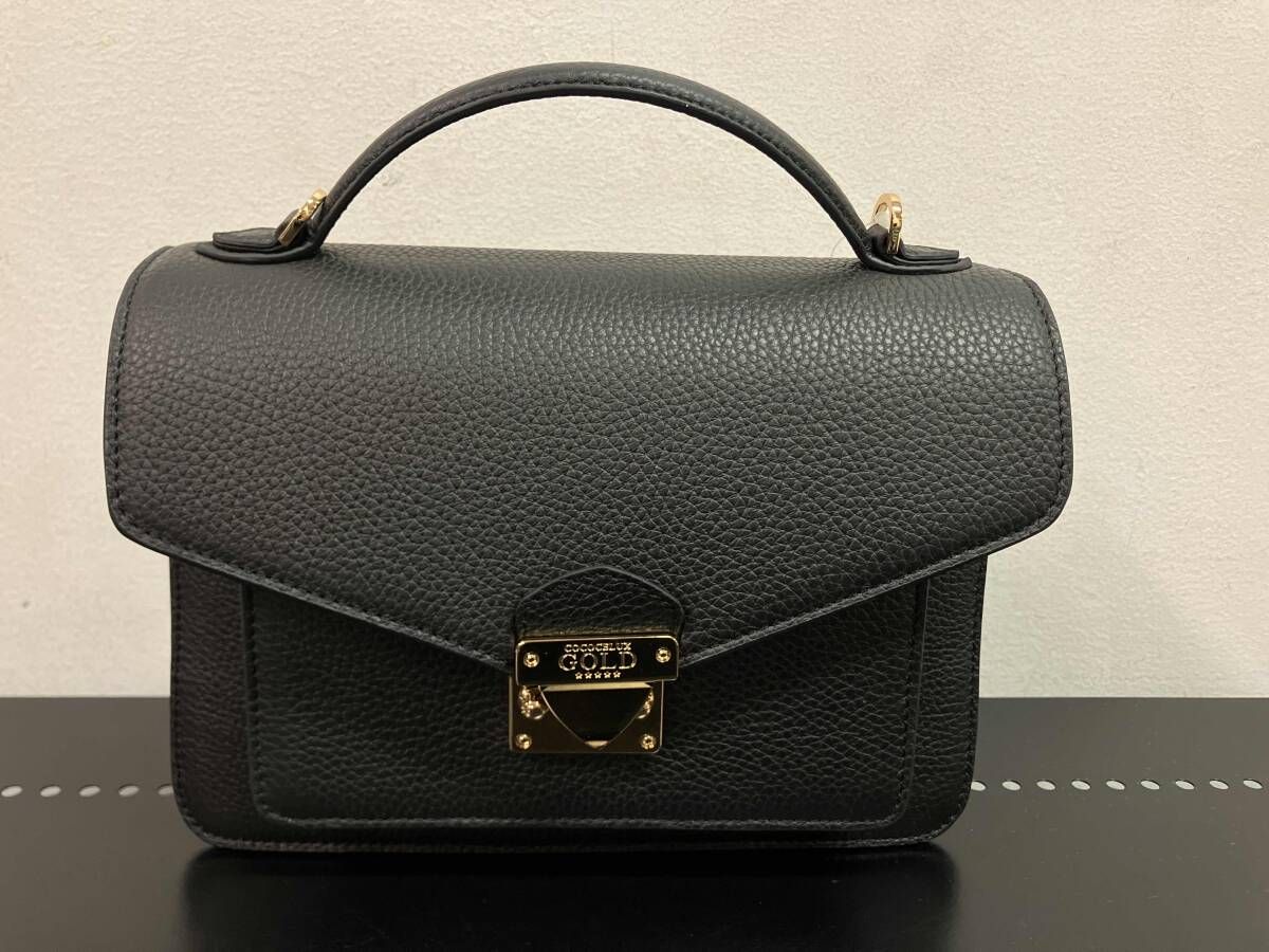 GOLD ｺｺｾﾘｭｯｸｽｺﾞｰﾙﾄﾞ ショルダーバッグ ヘラクレスGOLDシュリンク 錠前 3 way ブラック レザー