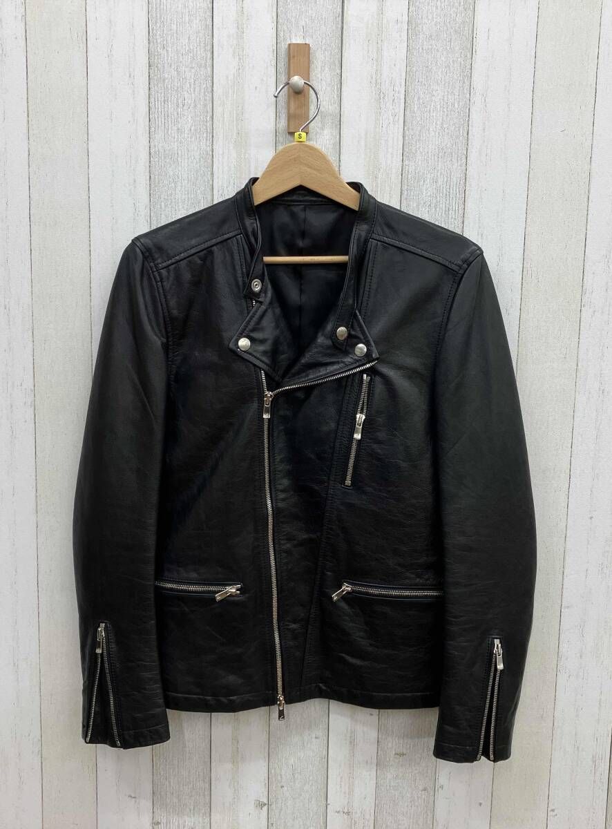 NO ID. ノーアイディ カウレザーセミダブルライダースJKT メンズ ジャケット 牛革 ブラック 853030-535 L Sサイズ