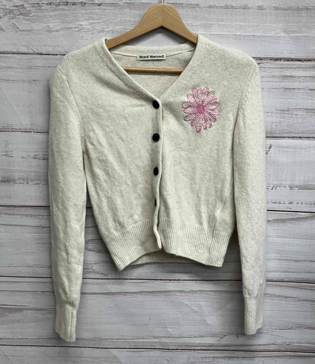 Mardi Mercredi カーディガン　白(アイボリー) ニット Mardi Mercredi（マルディメクルディ） カーディガン RACCOON BLENDED