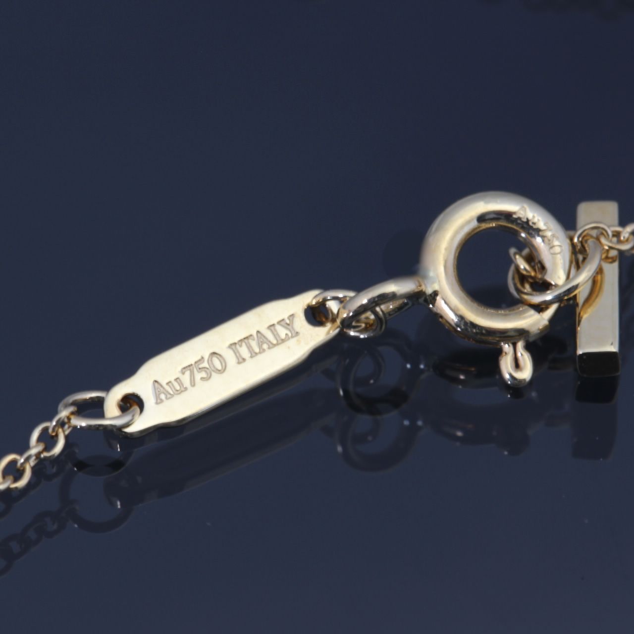 美品 ティファニー TIFFANY＆CO．Tスマイル ミニ ネックレス 750 YG 