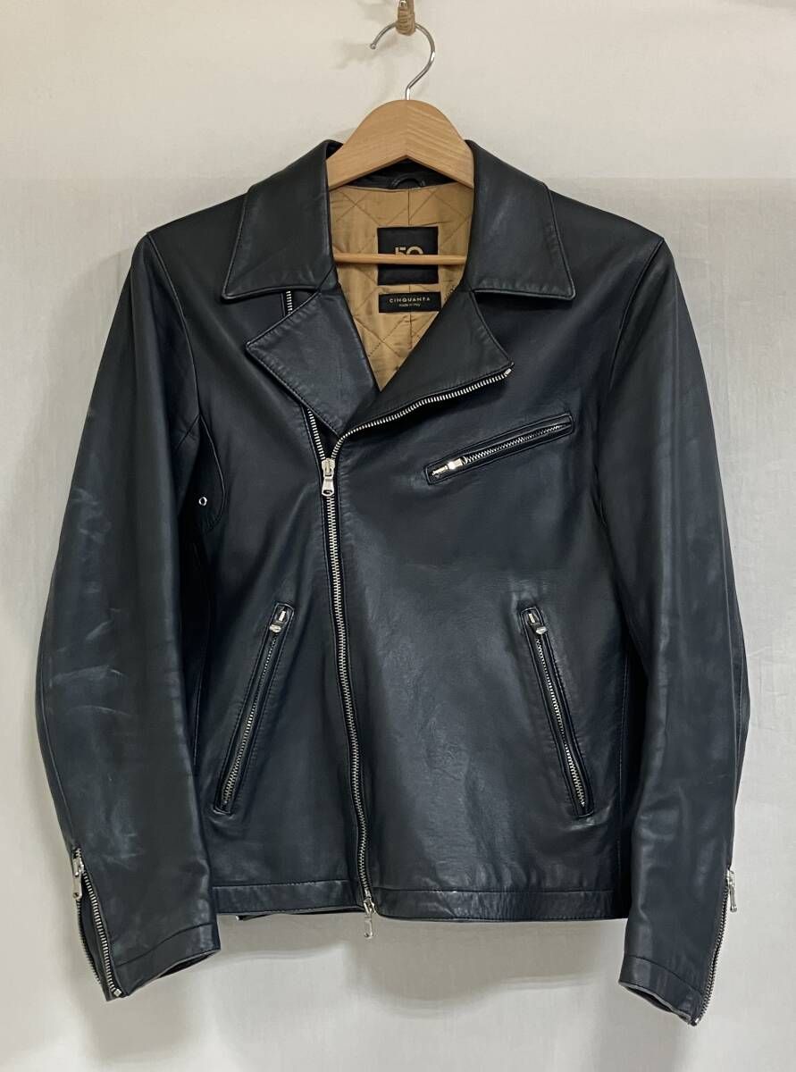 【希少色 美品】チンクアンタ　シングルライダースジャケット ラムレザー 48 L 希少色 美品】チンクアンタ シングルライダースジャケット ラムレザー