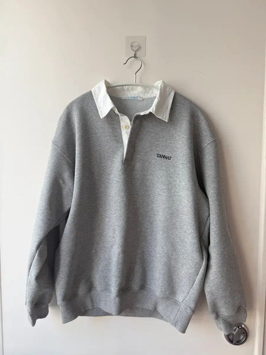タン낫 グレー カラーネック スウェットシャツ