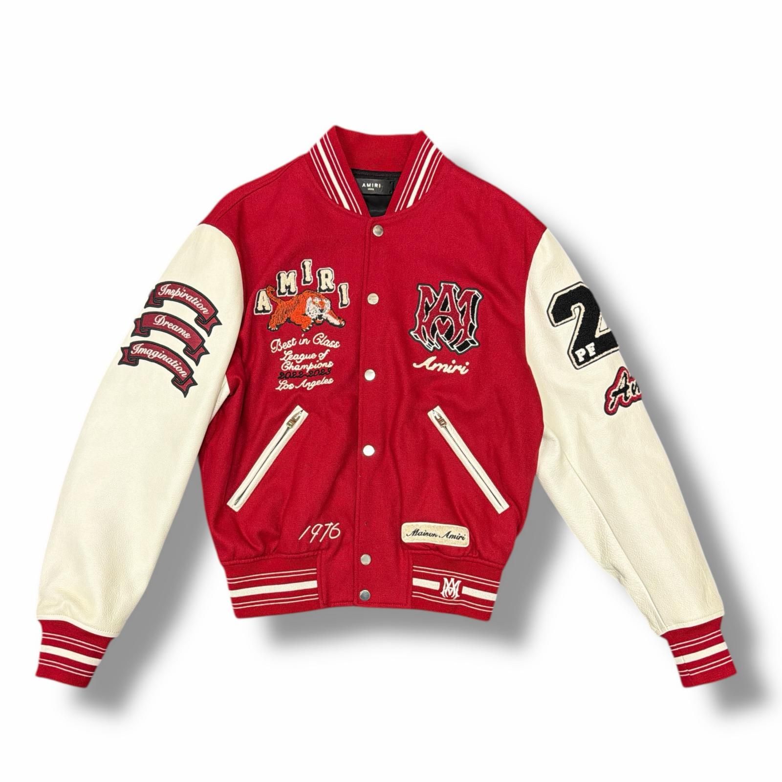AMIRI タイガー刺繍ヴァ―シティジャケット スタジャン アミリ レッド S