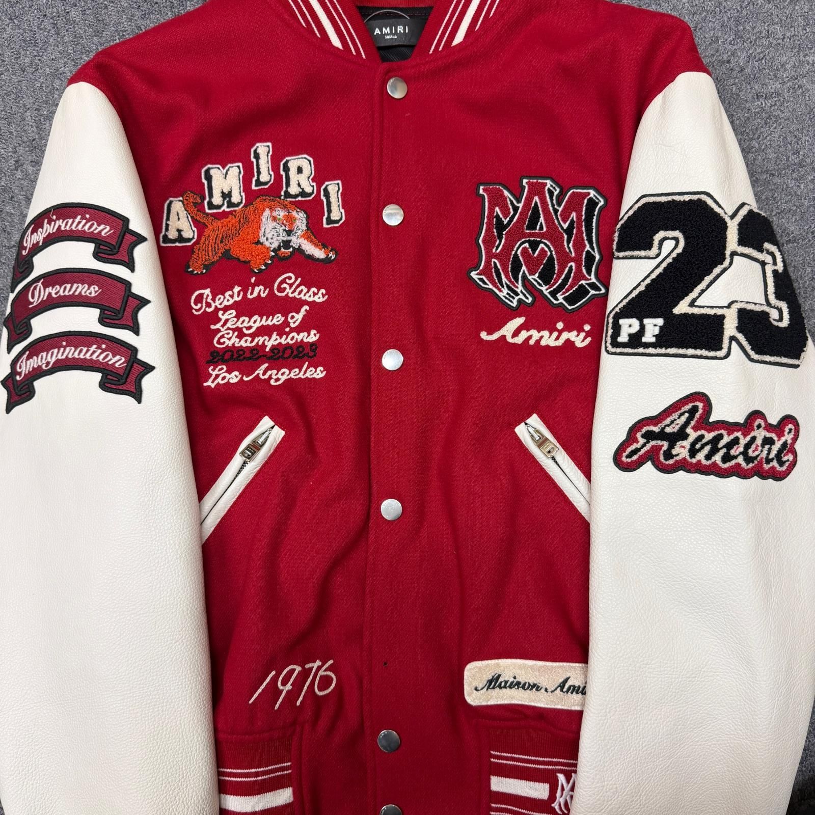 AMIRI タイガー刺繍ヴァ―シティジャケット スタジャン アミリ レッド S