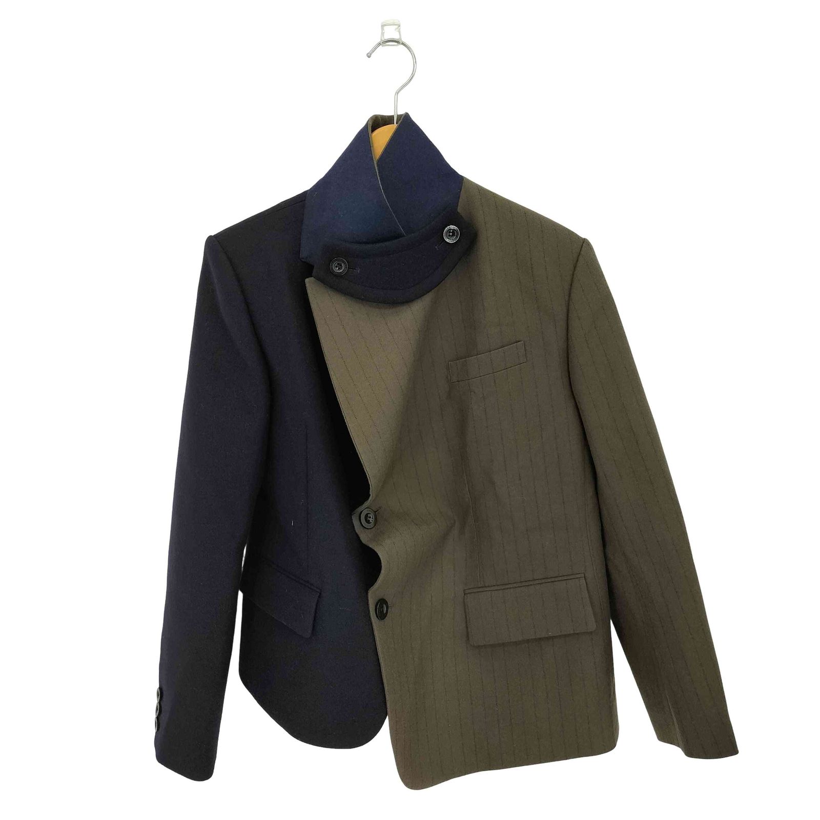 サカイ Sacai 24 AW ウール ストライプ 切替 テーラードジャケット メンズ 1