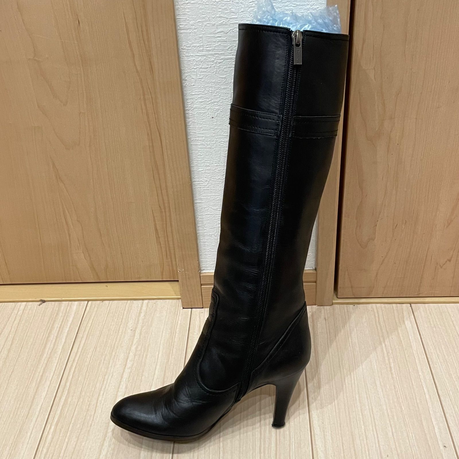 美品】DIANA ダイアナ ロングブーツ サイドジップ レザー 黒 22.5