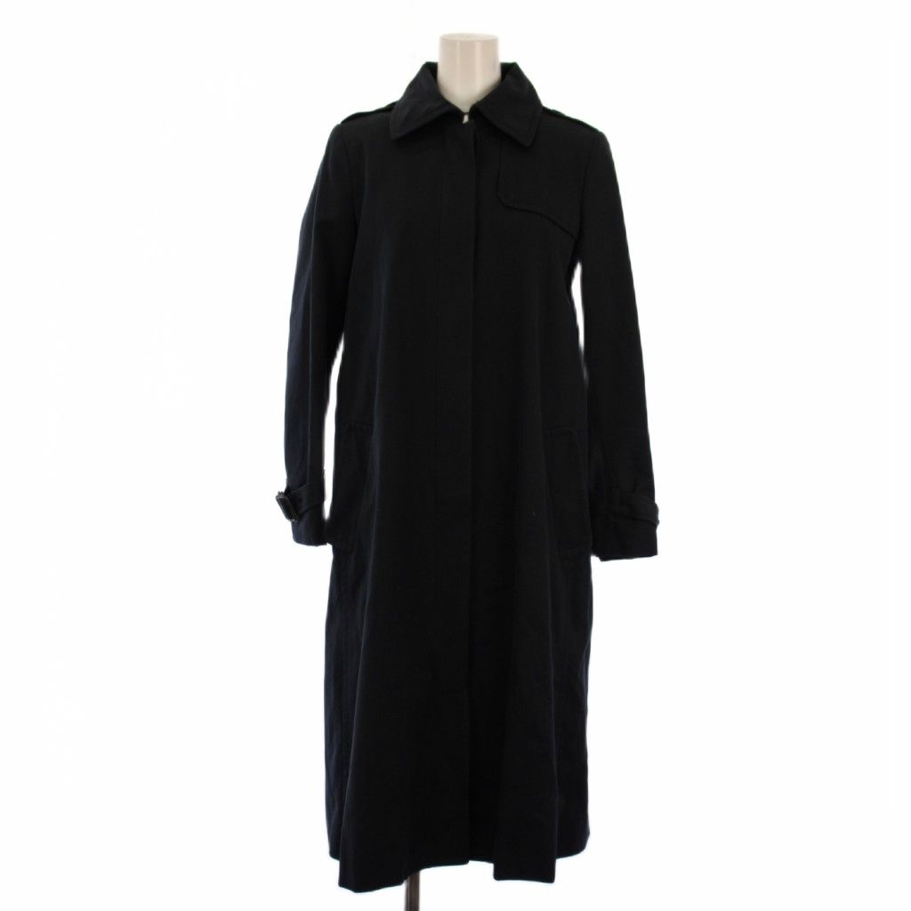 ヴェロニクブランキーノ ステンカラーコート ロング フード 36 紺 |BM