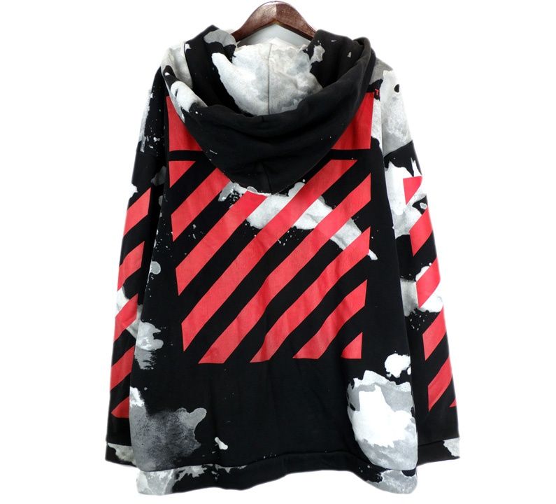 オフホワイト OFF WHITE 16 AW LIQUID SPOTS HOODIE リキッド ペイント オーバーサイズ スウェット ジップアップ パーカー フーディ h 6736