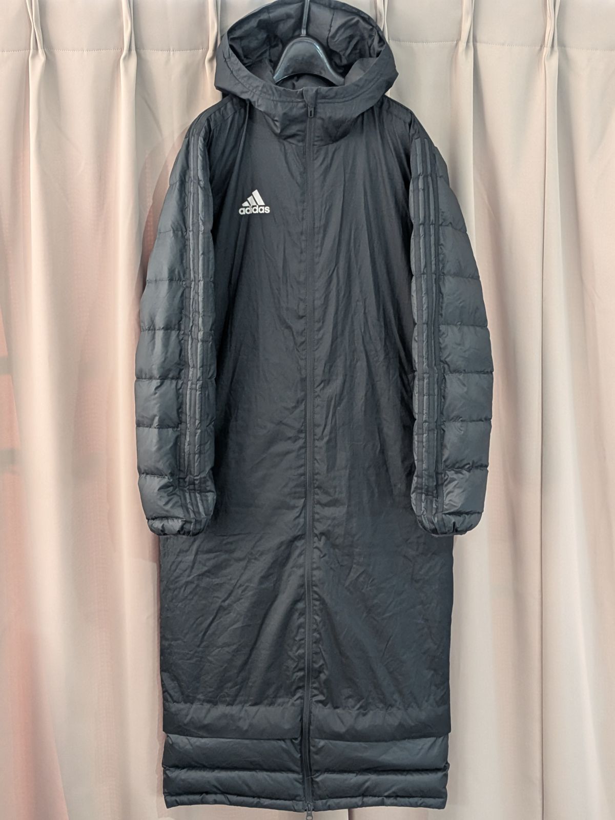 adidas アディダス ダウン ベンチコート 黒 M ウォーマー
