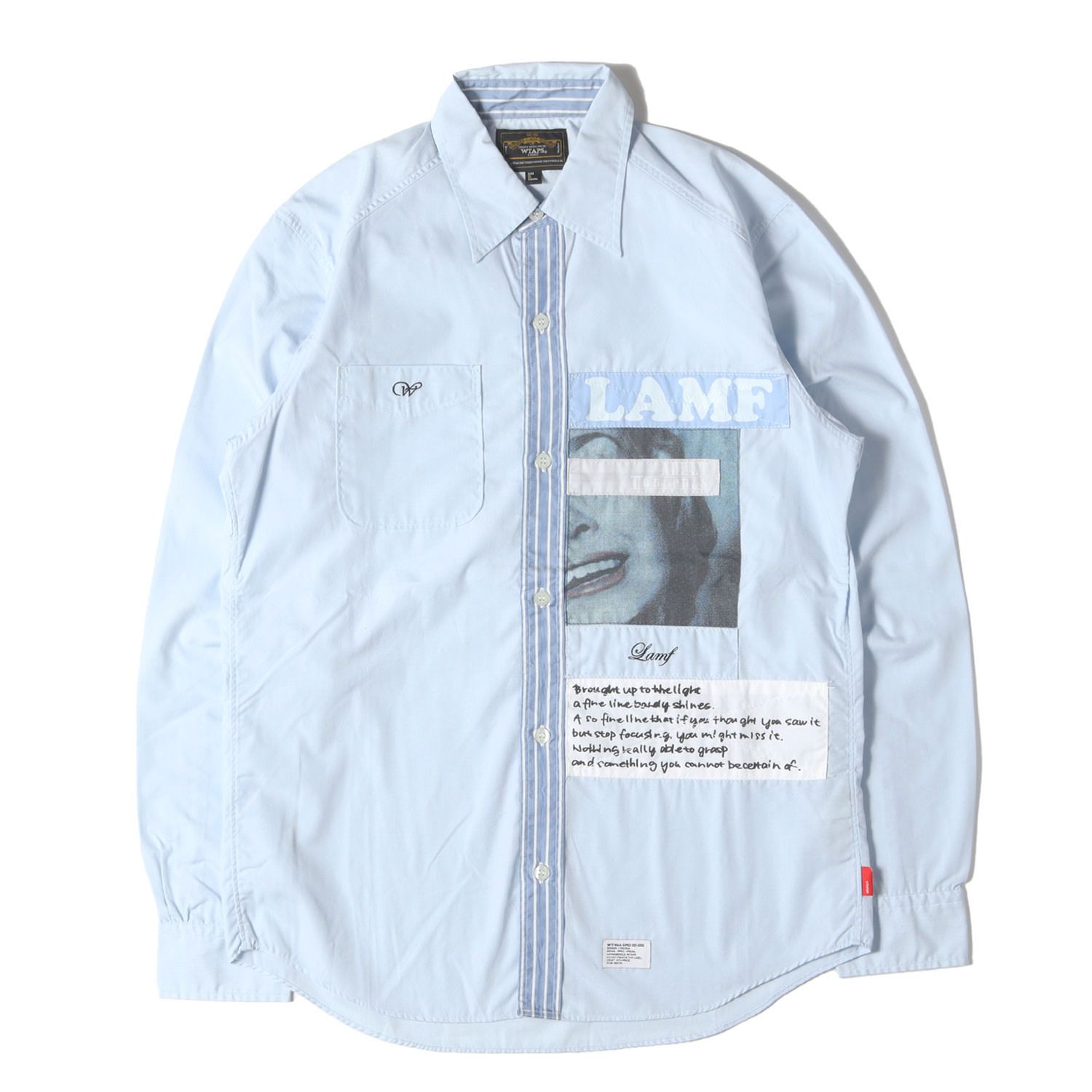 WTAPS ダブルタップス シャツ ブルー サイズ S | 00 コラージュパッチ ボタンシャツ FURRIES L|S トップス カジュアルシャツ 長袖 メンズ
