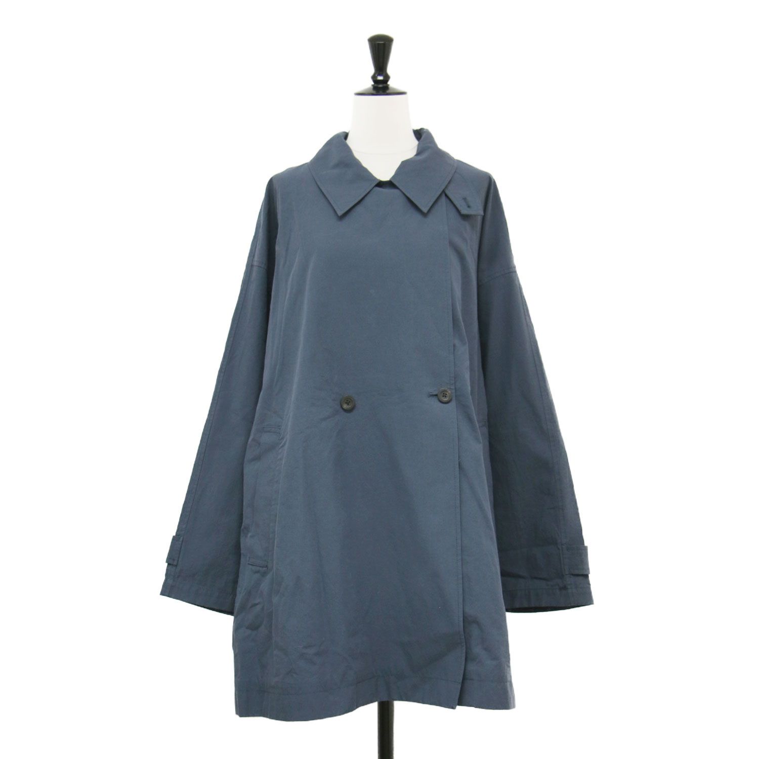 SLOBE IENA スローブ イエナ コート ネイビー 紺 サイズ 38 M | 25春夏 コットン ニュアンス トレンチコート ハーフコート ミドル丈 ドロップショルダー オーバーサイズ ウォッシャブル レディース