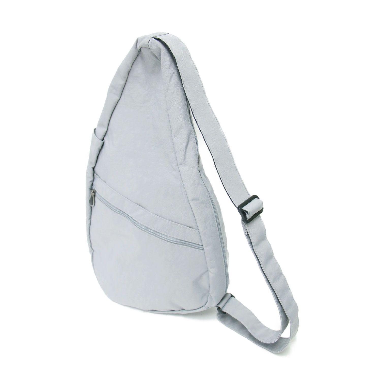 HEALTHY BACK BAG ヘルシーバックバッグ | テクスチャードナイロン ショルダーバッグ M ボディバッグ 肩掛け クロスボディ ロゴ 刺繍 撥水加工 ロケットグレー ブランド カバン レディース