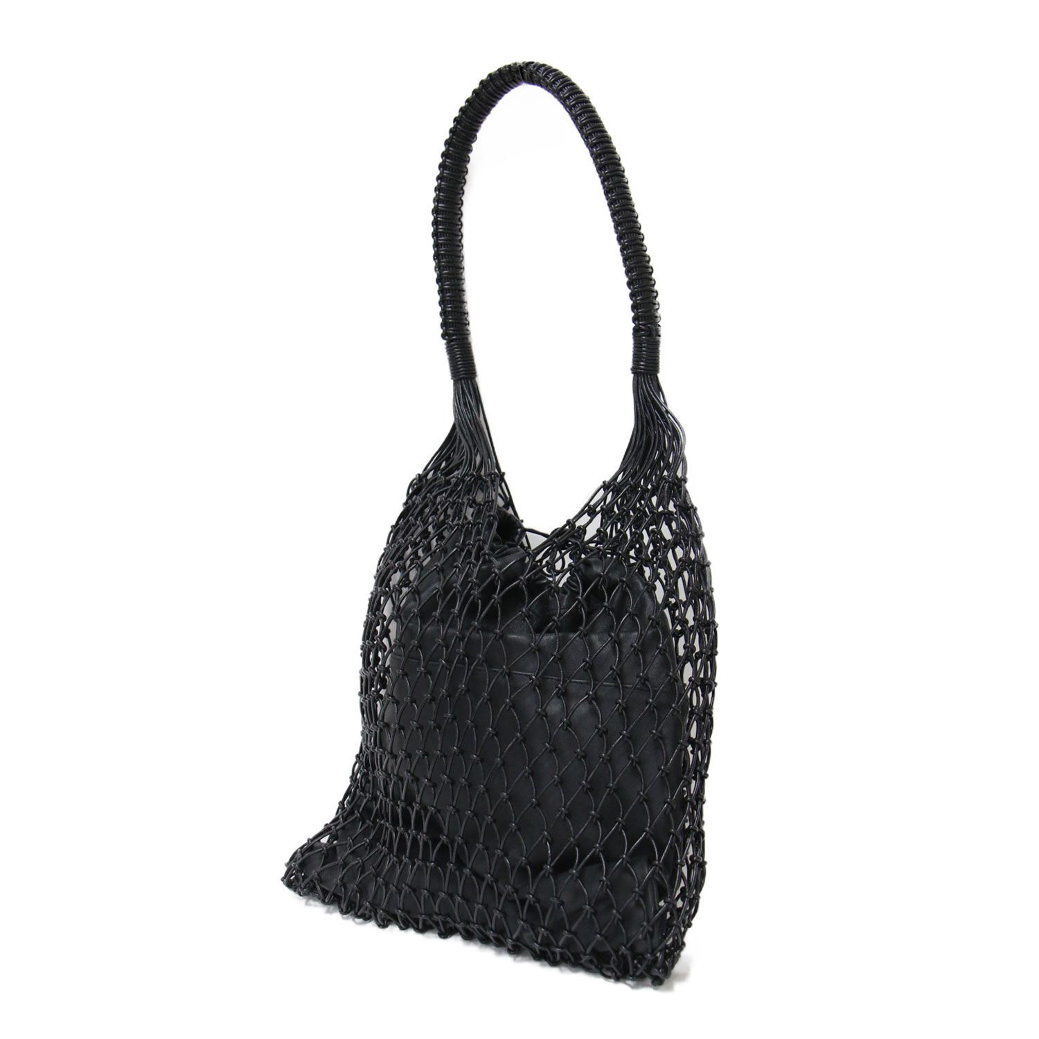 MAISON N.H PARIS メゾンエヌアッシュパリ バッグ ブラック 黒 | レザー ワンショルダー メッシュバッグ BANGALORE W HANDLES ハンドバッグ トート 巾着 本革 ブランド カバン レディース