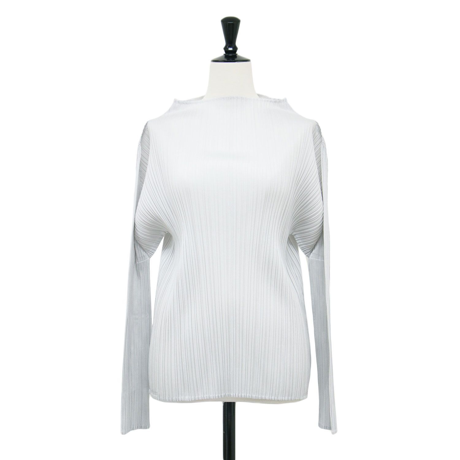 PLEATS PLEASE プリーツプリーズ プリーツ カットソー グレー サイズ 3 | ハイネック プルオーバー 長袖 コンパクト ウォッシャブル トップス 日本製 レディース