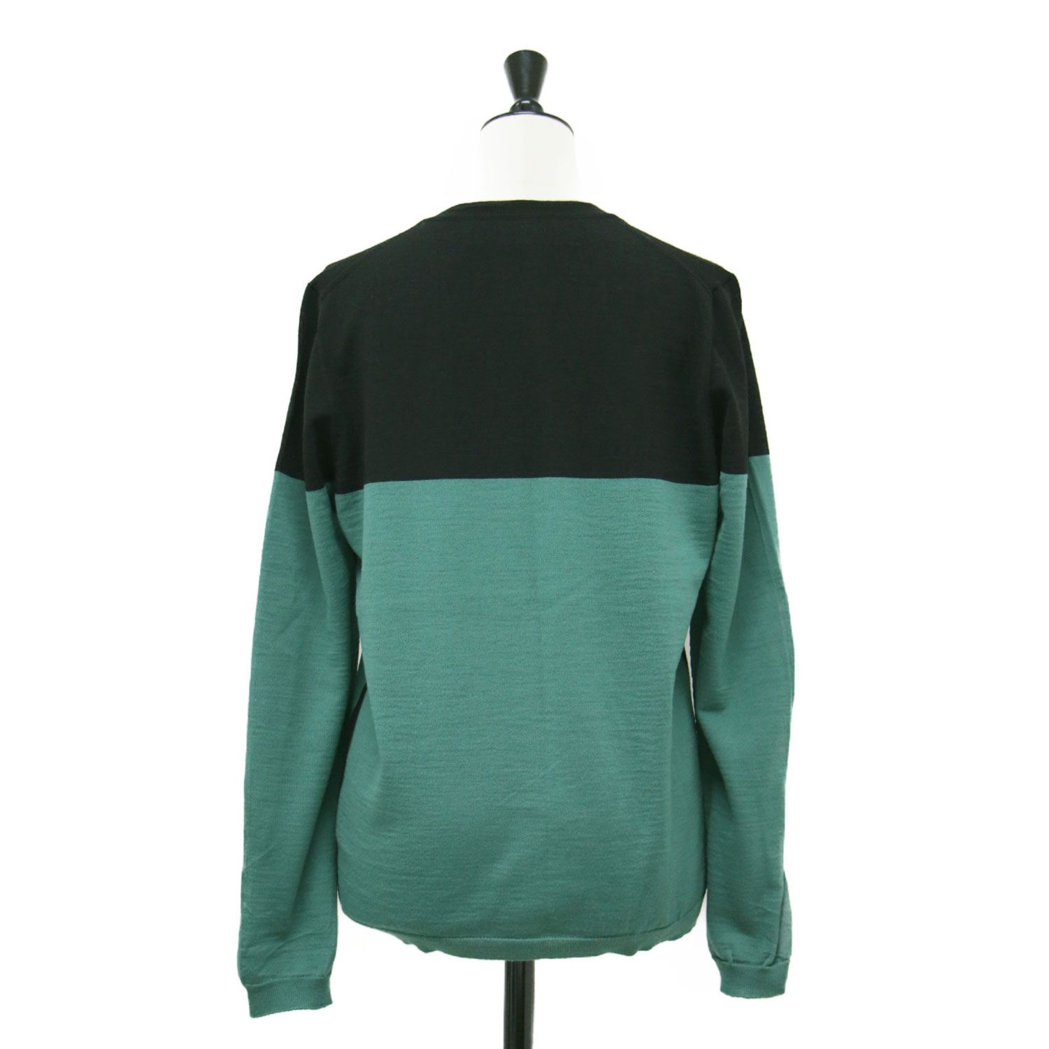 MARNI マルニ カーディガン グリーン ブラック サイズ 40 M | ウール バイカラー クルーネック ニット 長袖 配色 トップス セーター 羽織り レディース