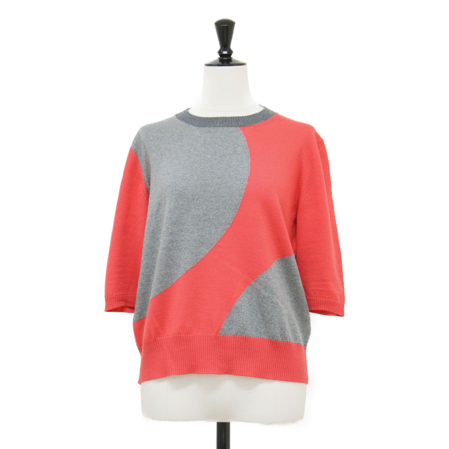 MARNI マルニ ニット グレー レッド サイズ:40(M) | ウール ジャガード