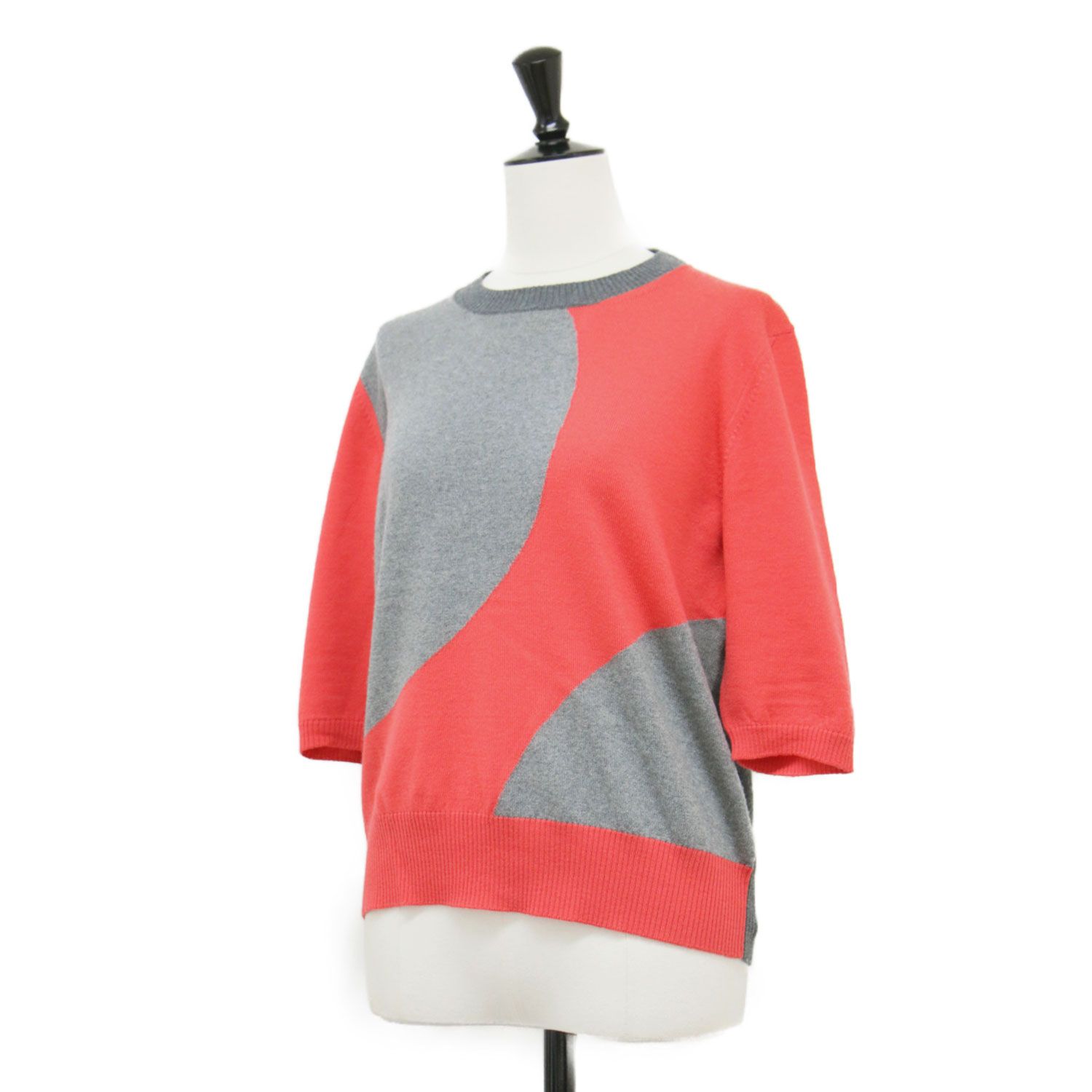 MARNI マルニ ニット グレー レッド サイズ:40(M) | ウール ジャガード 