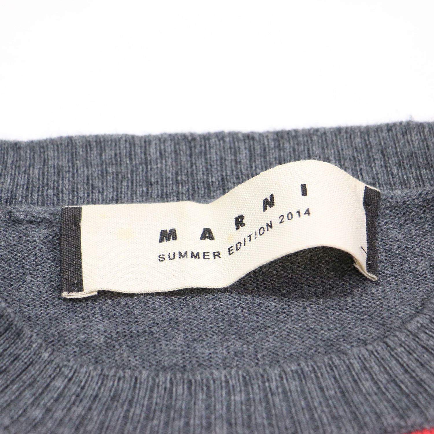 MARNI マルニ ニット グレー レッド サイズ:40(M) | ウール ジャガード 