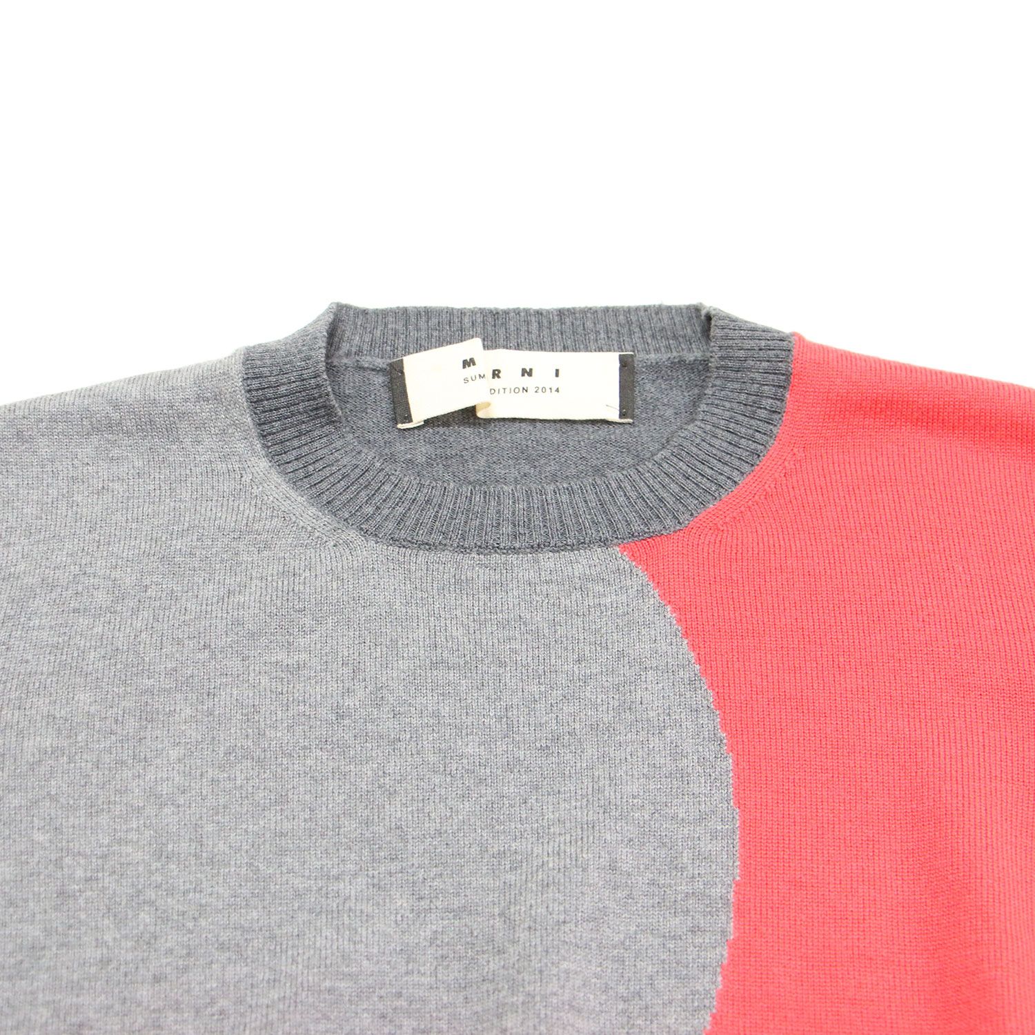 MARNI マルニ ニット グレー レッド サイズ:40(M) | ウール ジャガード 