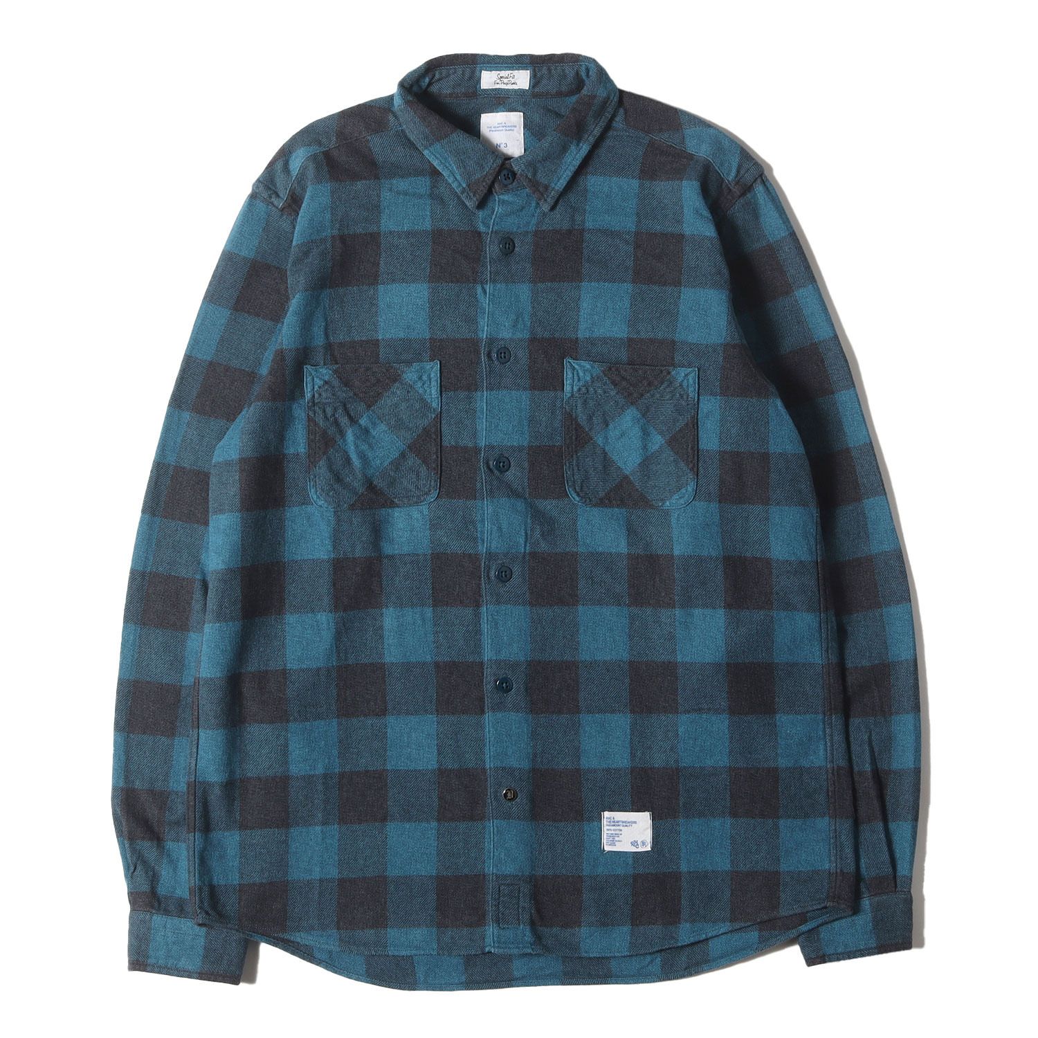 BEDWIN ベドウィン シャツ ブルー ブラック サイズ L | RHC バッファローチェック フランネルシャツ トップス カジュアルシャツ 長袖 メンズ