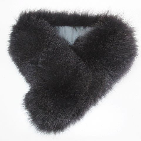 サガファーズ SAGA FURS フォックス ファー ショール マフラー 灰系 チャコールグレー クリップ留め