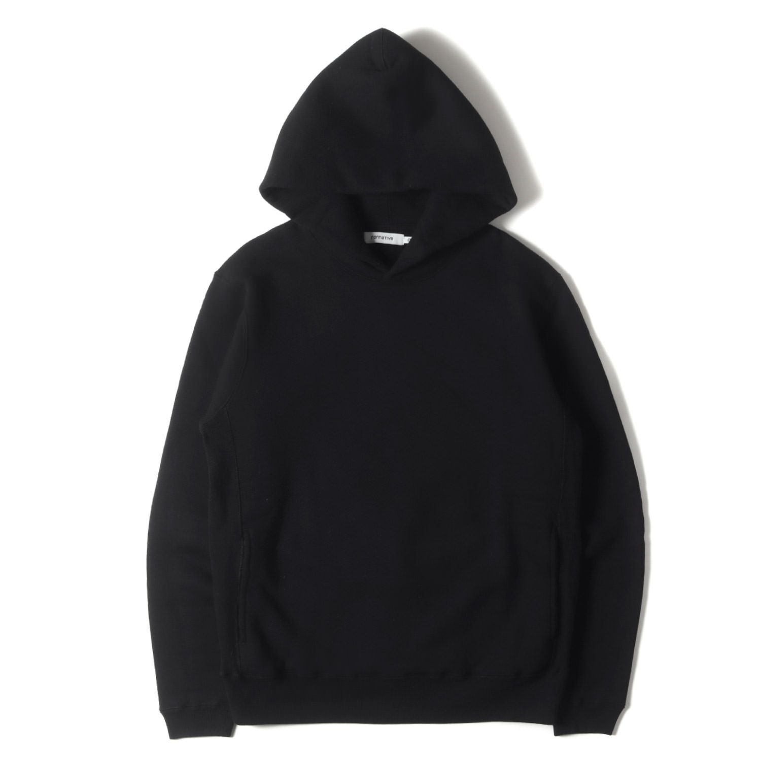 ノンネイティブ パーカー ブラック 黒 0 | プレーン リバースウィーブ スウェットパーカー DWELLER HOODY COTTON SWEAT トップス フーディー プルオーバー メンズ