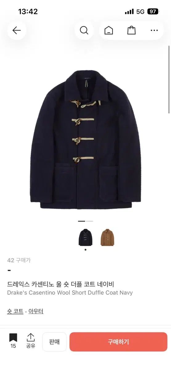 ドレイクス カセンティーノ ショート ダッフル コート ネイビー