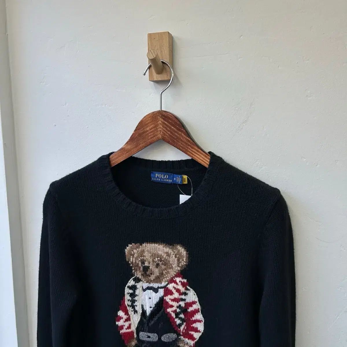 15788 - ポロ ラルフローレン ブラック ベア ウール ニット ウール55%