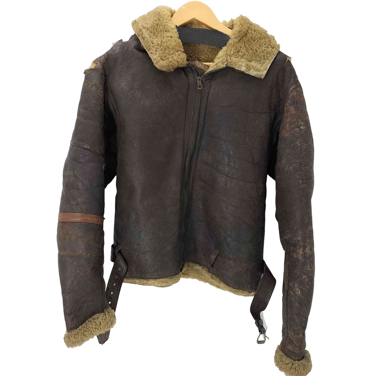 ブリティッシュアーミー BRITISH ARMY 30-40 S イギリス空軍 ROYAL AIR FORCE JACKET B-3 ムートン フライト ジャケット DOT made in England ジップ 袖 LIGHTNING メンズ 表記